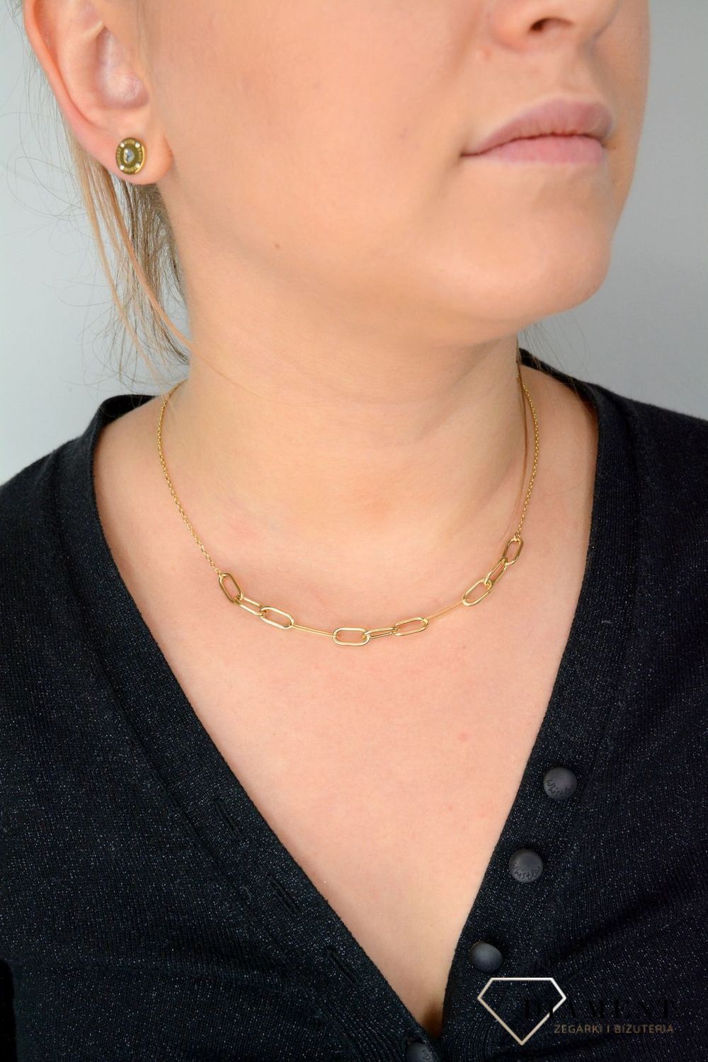 Złoty naszyjnik z modnym wzorem równych ogniw NA 2967.jpg